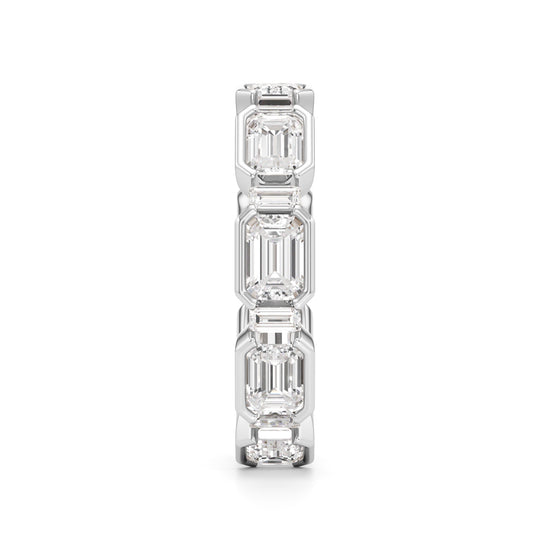 Bezel Set Emerald  Baguette Diamond Eternity Band