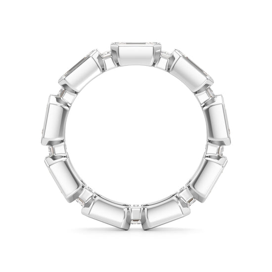 Bezel Set Emerald  Baguette Diamond Eternity Band