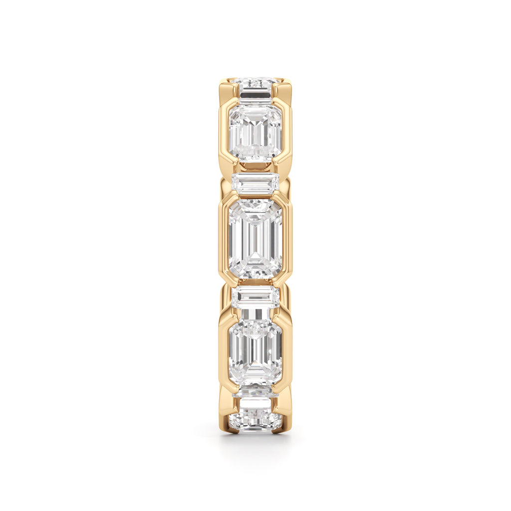 Bezel Set Emerald  Baguette Diamond Eternity Band