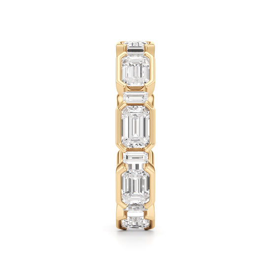 Bezel Set Emerald  Baguette Diamond Eternity Band