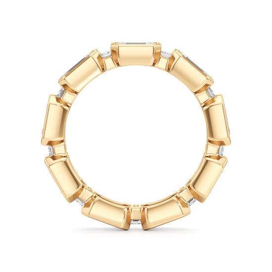 Bezel Set Emerald  Baguette Diamond Eternity Band