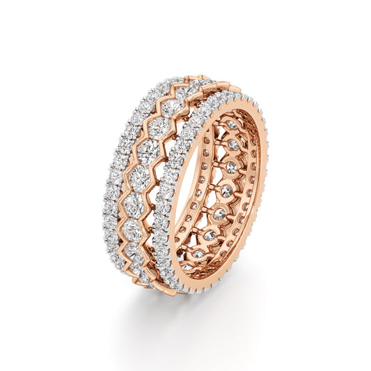 ThreeRow Scalloped Diamond Eternity Band