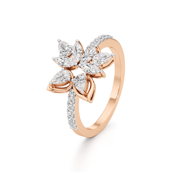 Marquise  Pear Diamond Floral Ring