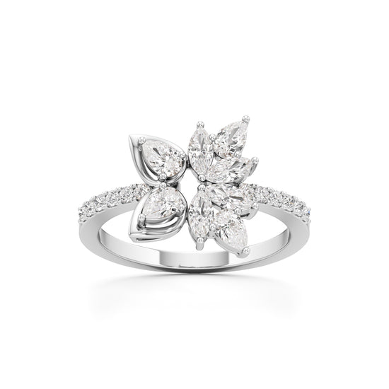 Marquise  Pear Diamond Floral Ring