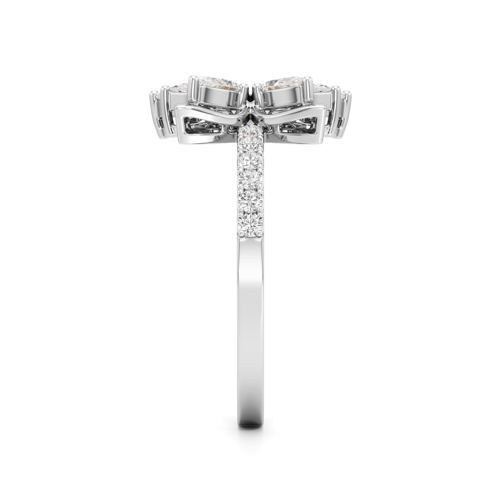 Marquise  Pear Diamond Floral Ring