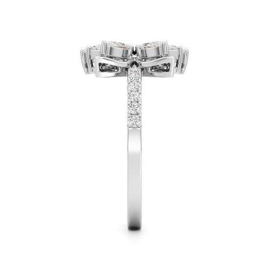 Marquise  Pear Diamond Floral Ring