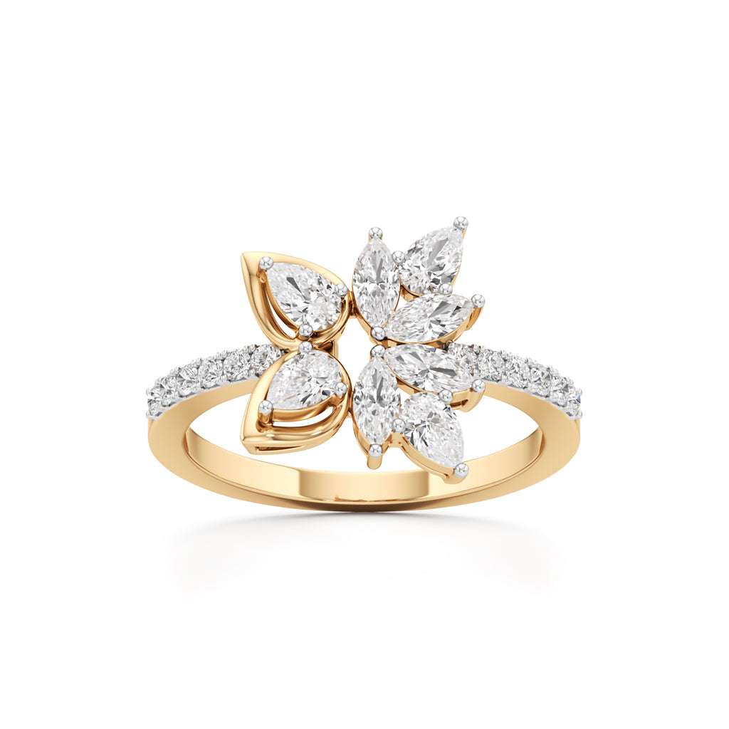 Marquise  Pear Diamond Floral Ring