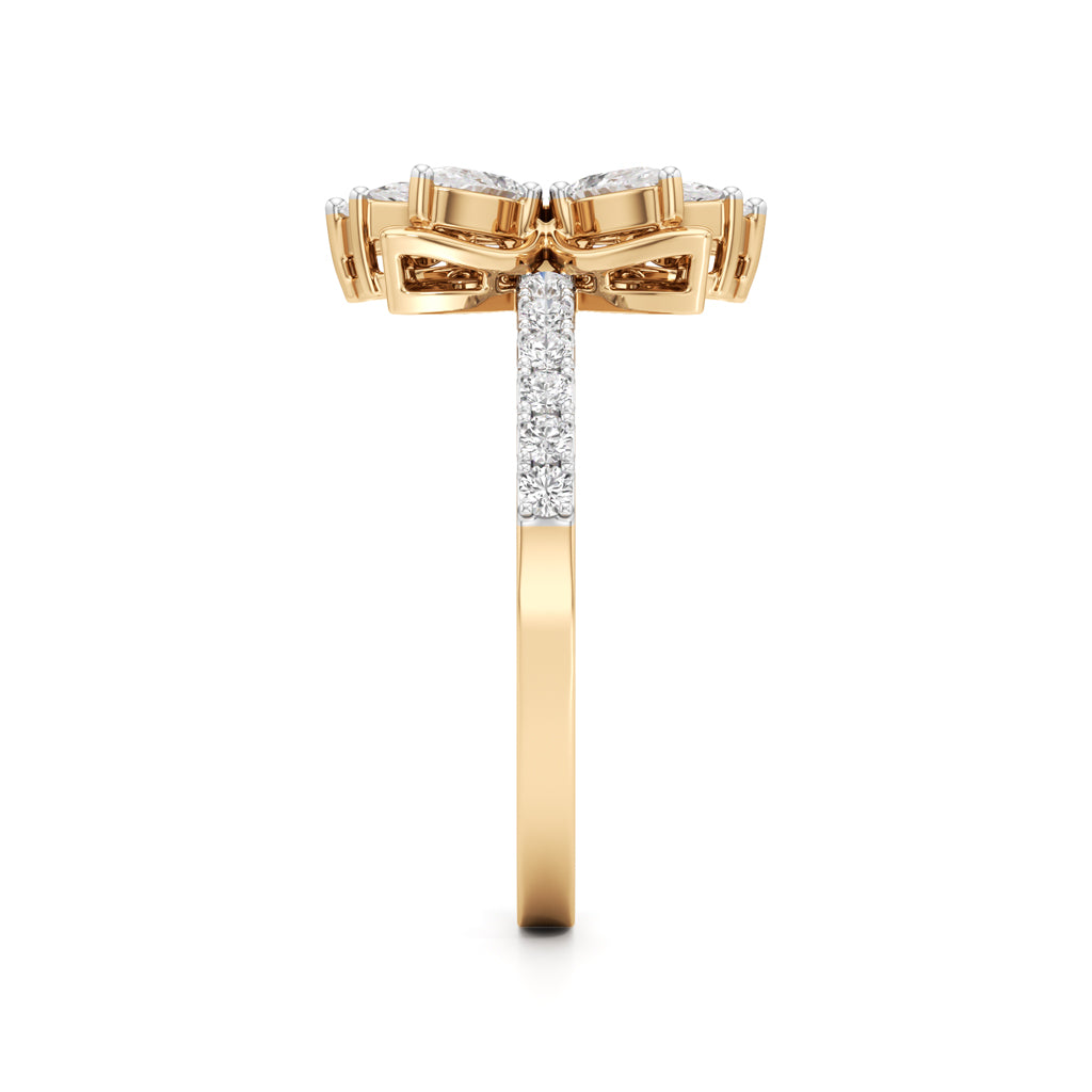 Marquise  Pear Diamond Floral Ring
