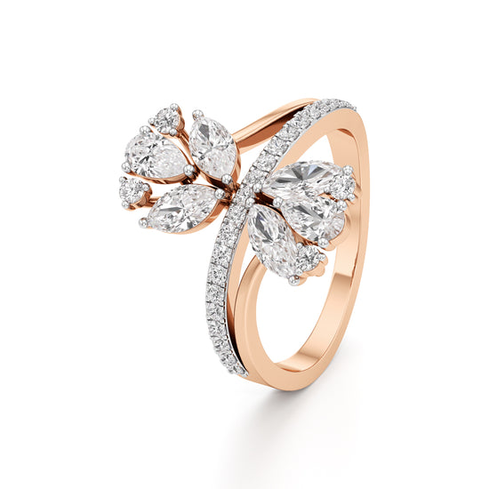 Floral Cascade Diamond Petal Ring