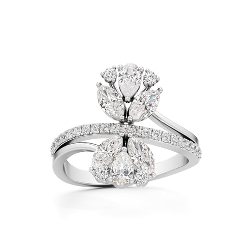 Floral Cascade Diamond Petal Ring