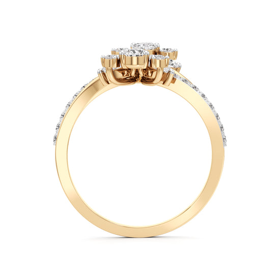 Floral Cascade Diamond Petal Ring