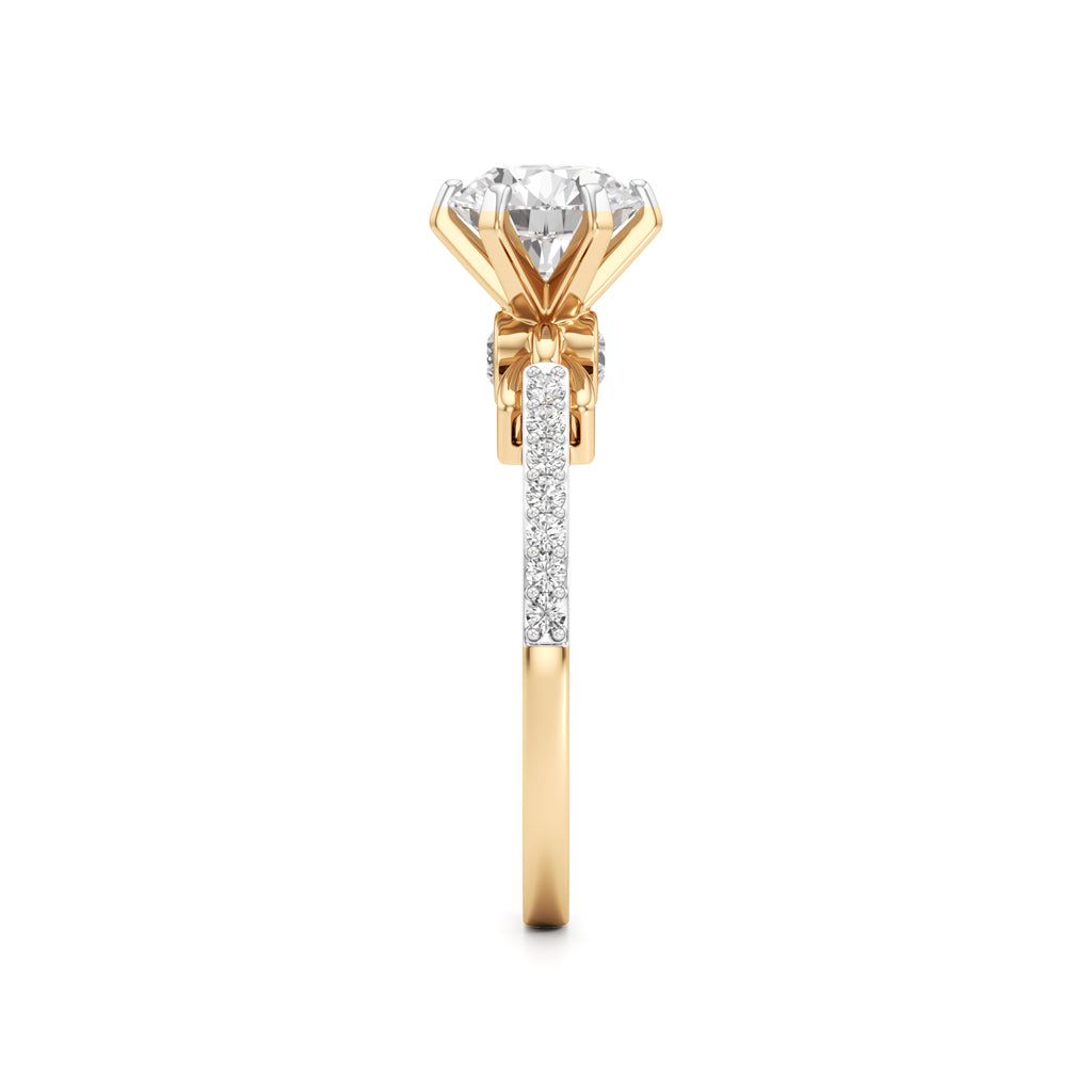 Classic Solitaire with Pave Accents Engagement Ring