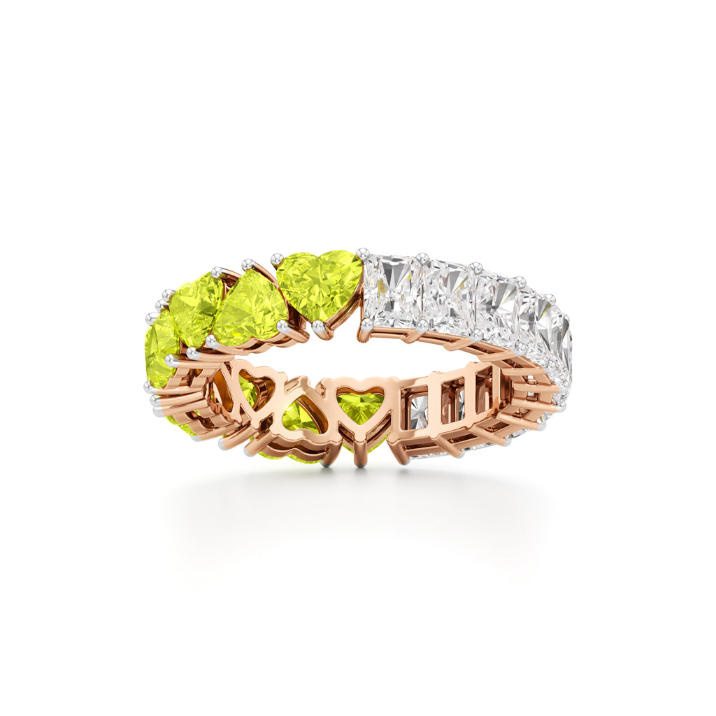 DualTone Heart  Radiant Cut Eternity Band