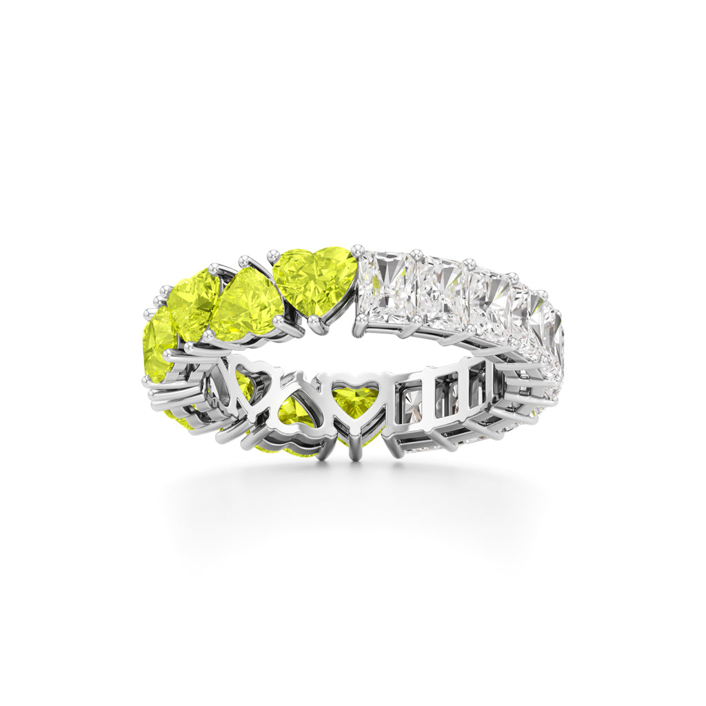 DualTone Heart  Radiant Cut Eternity Band