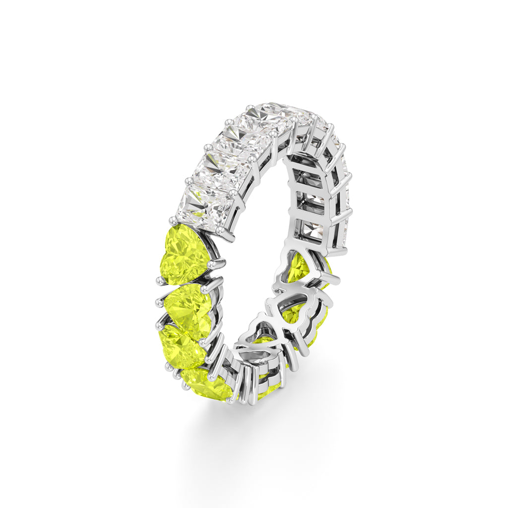 DualTone Heart  Radiant Cut Eternity Band