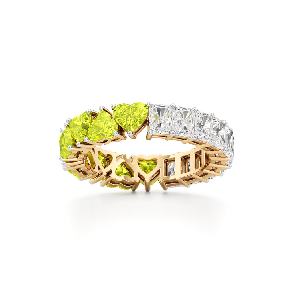 DualTone Heart  Radiant Cut Eternity Band
