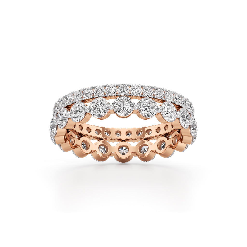 Double Row Pave  Bezel Set Diamond Eternity Band