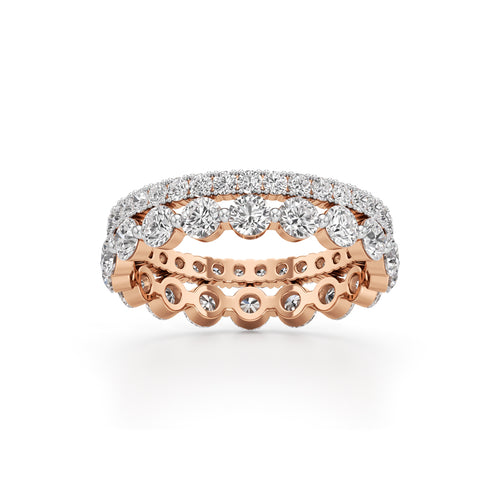Double Row Pave  Bezel Set Diamond Eternity Band