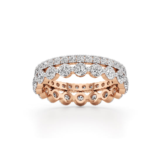 Double Row Pave  Bezel Set Diamond Eternity Band