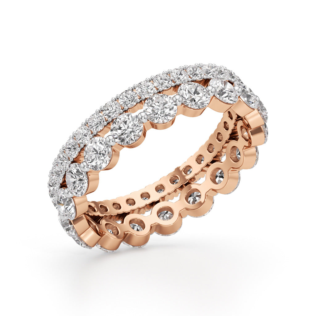Double Row Pave  Bezel Set Diamond Eternity Band