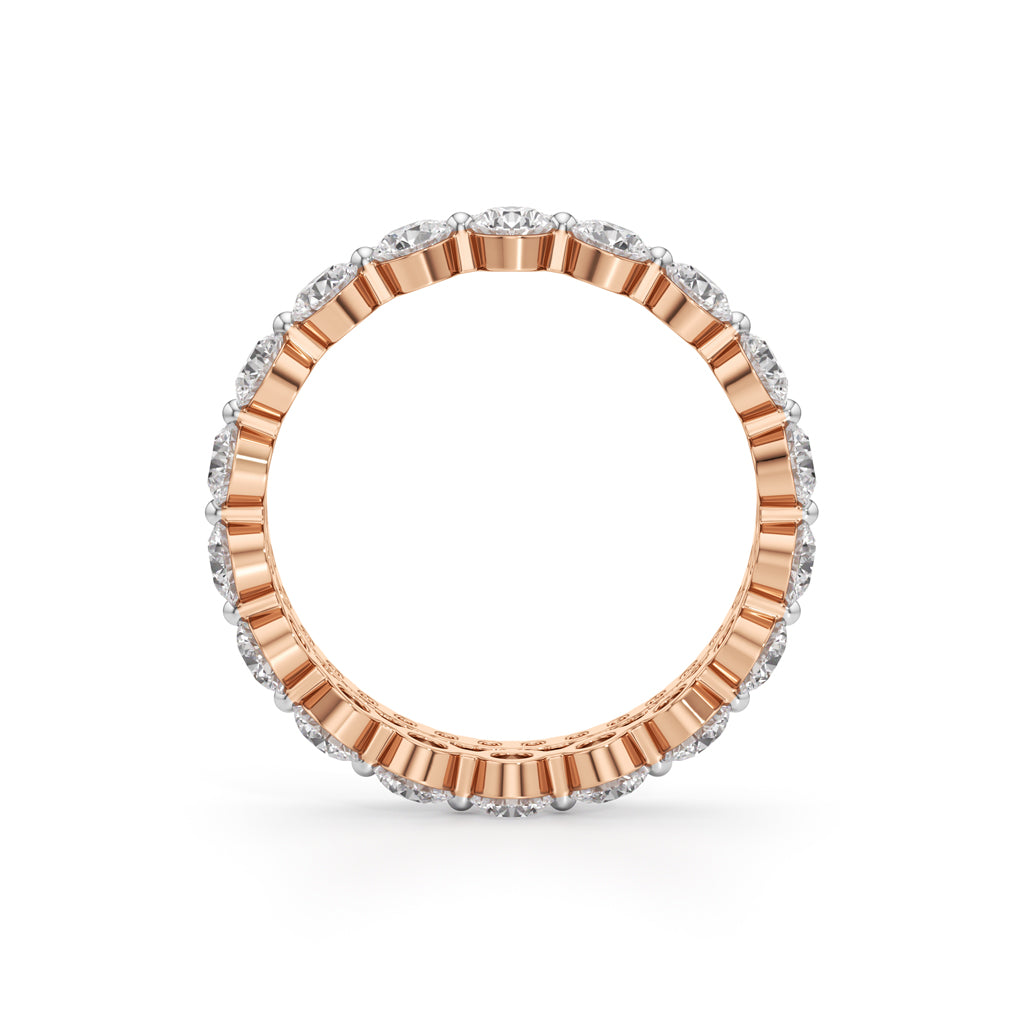 Double Row Pave  Bezel Set Diamond Eternity Band
