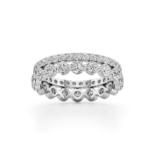 Double Row Pave  Bezel Set Diamond Eternity Band