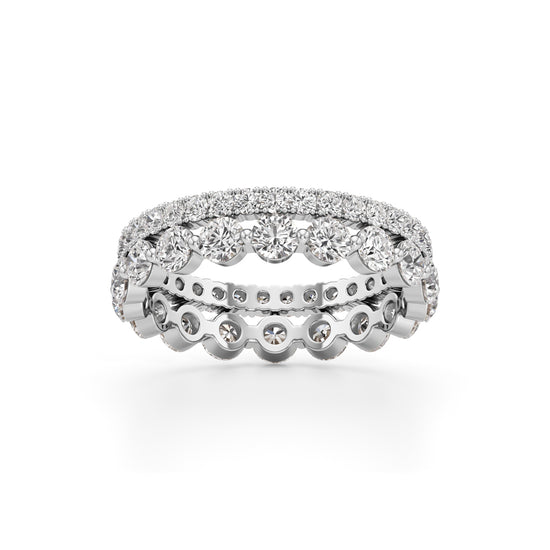 Double Row Pave  Bezel Set Diamond Eternity Band