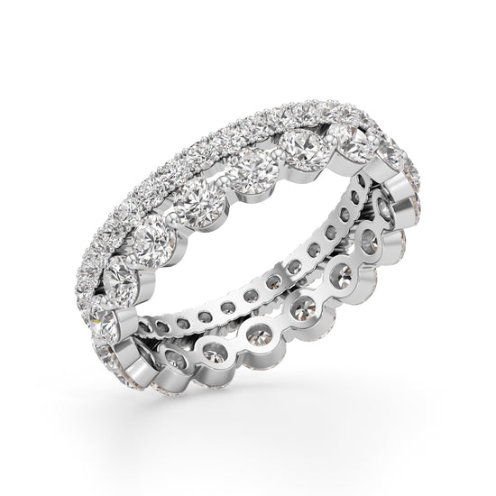 Double Row Pave  Bezel Set Diamond Eternity Band