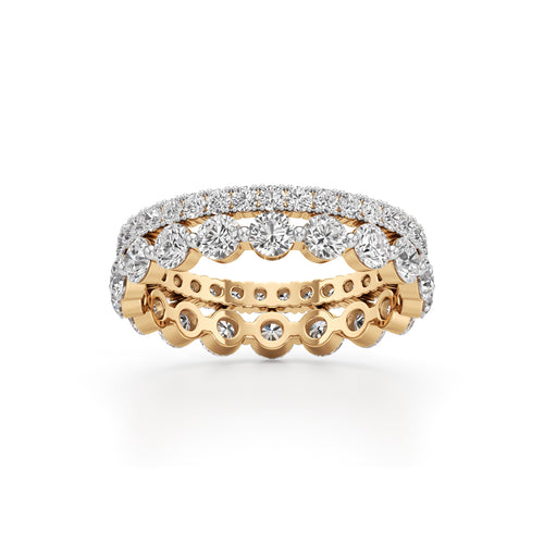 Double Row Pave  Bezel Set Diamond Eternity Band