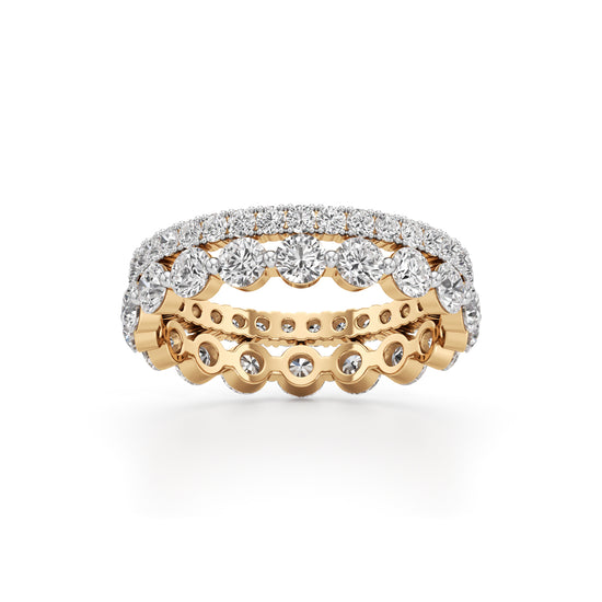 Double Row Pave  Bezel Set Diamond Eternity Band