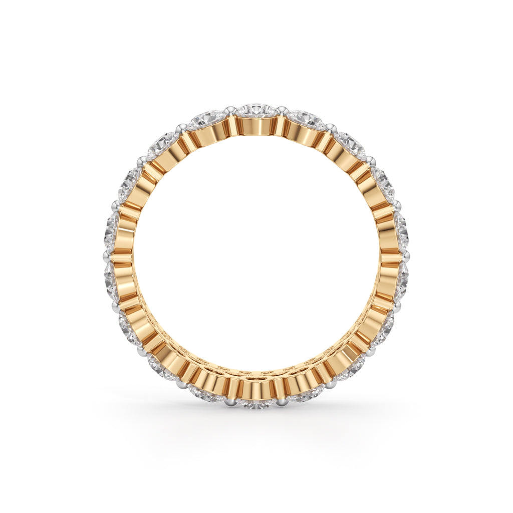 Double Row Pave  Bezel Set Diamond Eternity Band