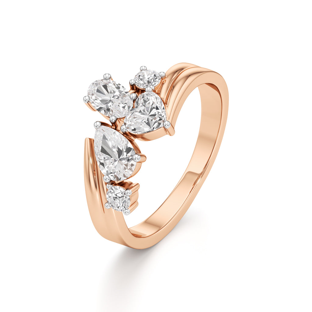Whimsical MultiShape Diamond Bypass Ring