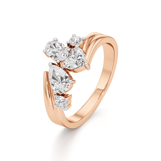 Whimsical MultiShape Diamond Bypass Ring