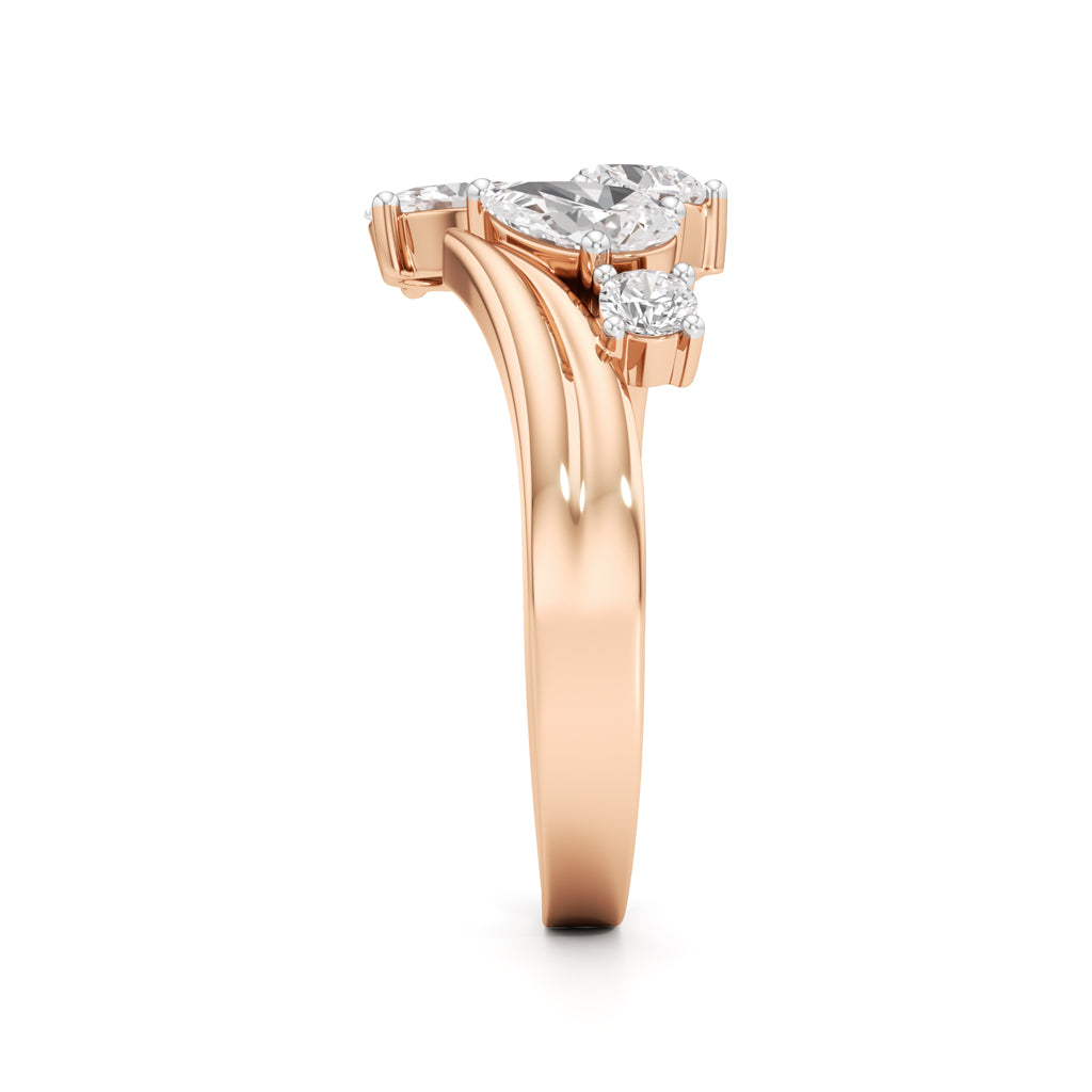 Whimsical MultiShape Diamond Bypass Ring