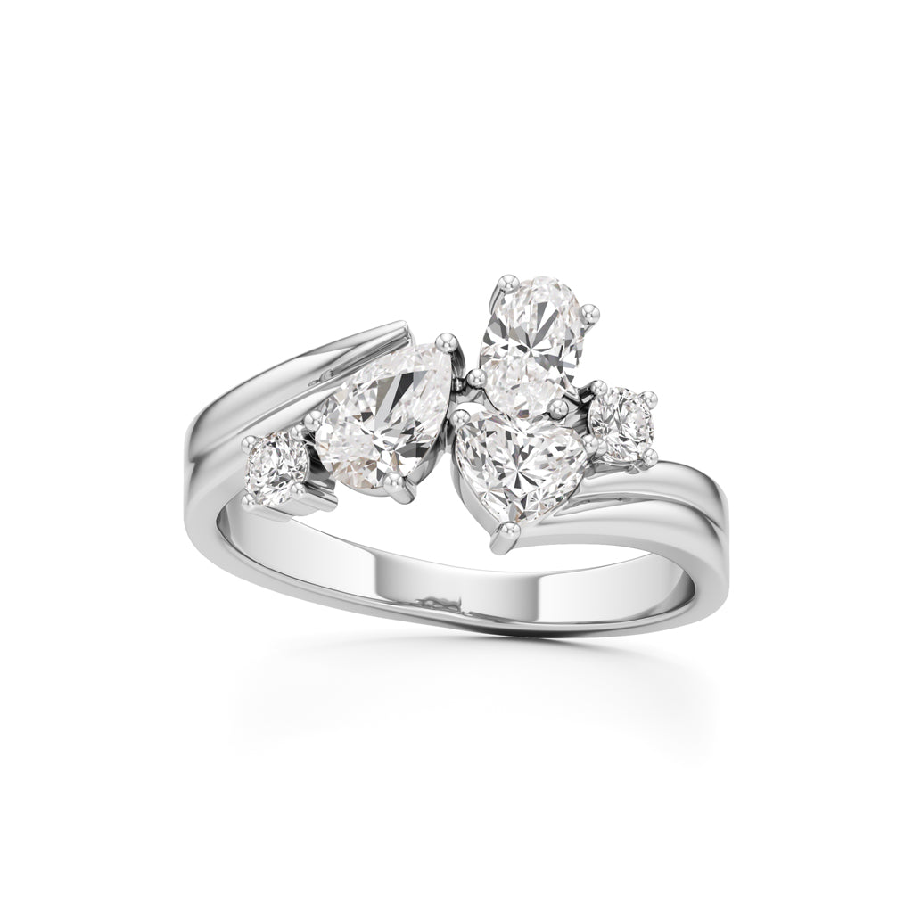 Whimsical MultiShape Diamond Bypass Ring