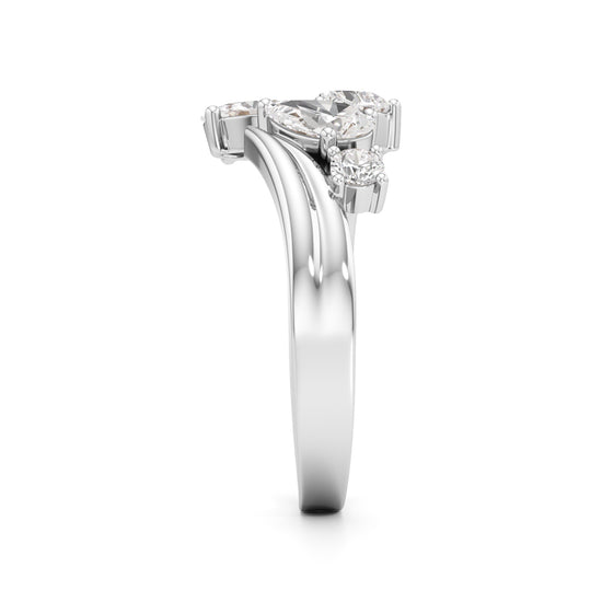 Whimsical MultiShape Diamond Bypass Ring