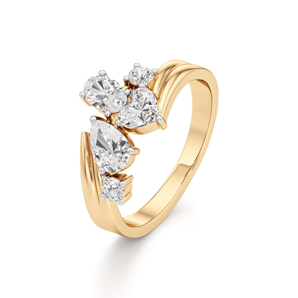 Whimsical MultiShape Diamond Bypass Ring