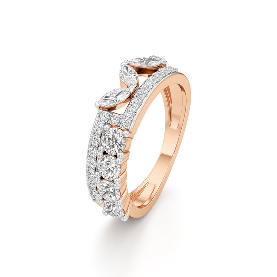Cascading MixedCut Diamond Statement Ring