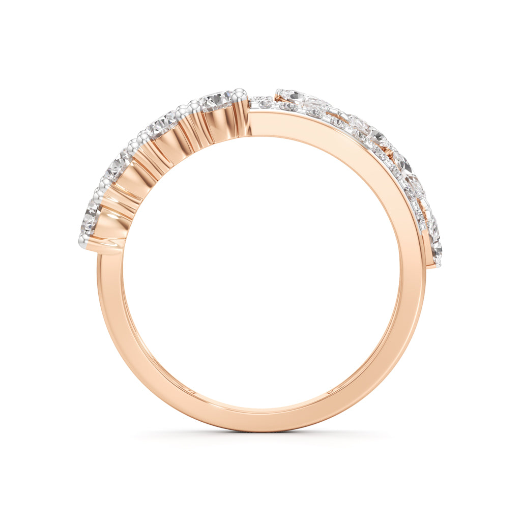 Cascading MixedCut Diamond Statement Ring