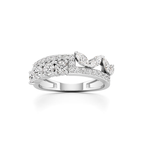 Cascading MixedCut Diamond Statement Ring