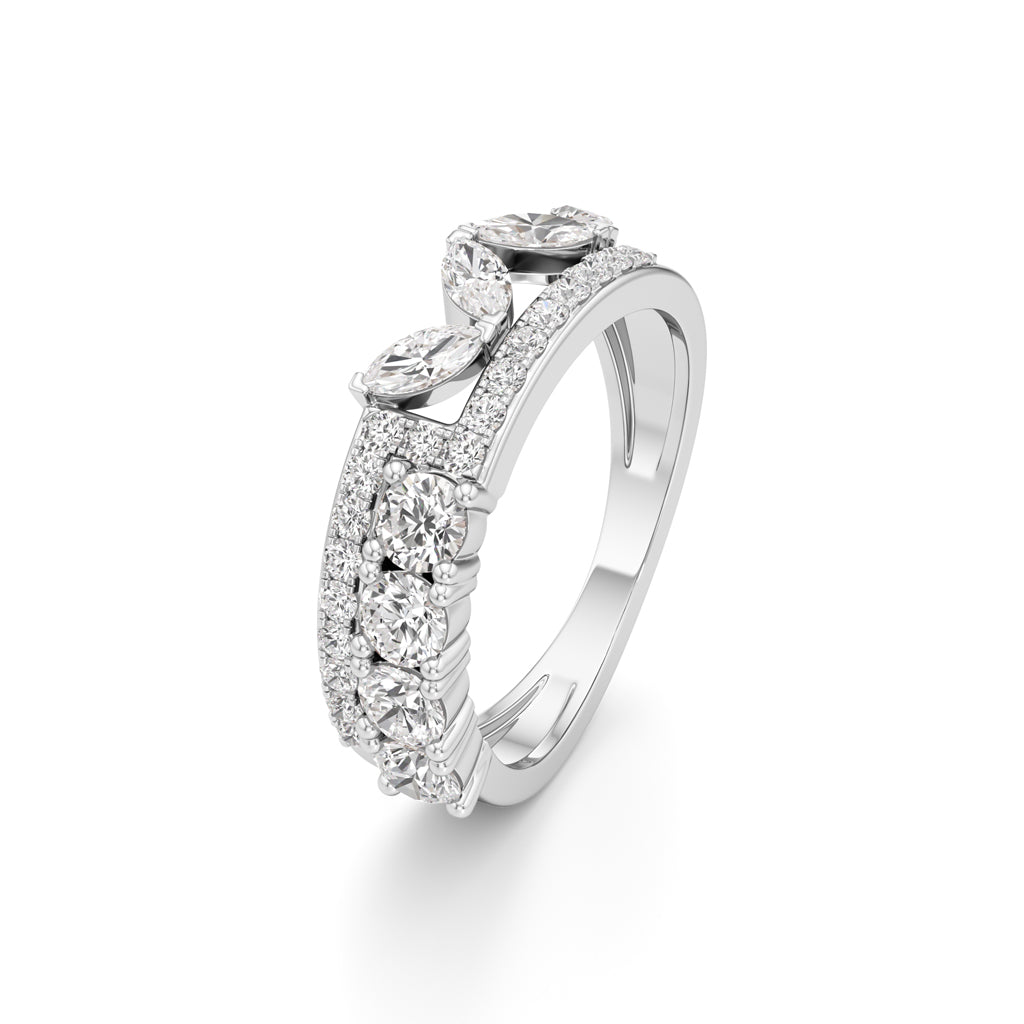 Cascading MixedCut Diamond Statement Ring