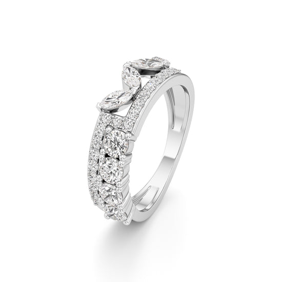 Cascading MixedCut Diamond Statement Ring