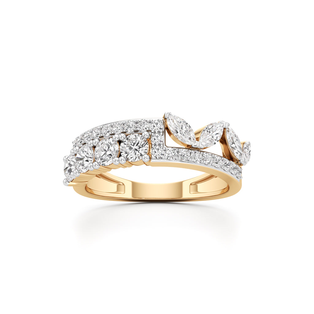Cascading MixedCut Diamond Statement Ring