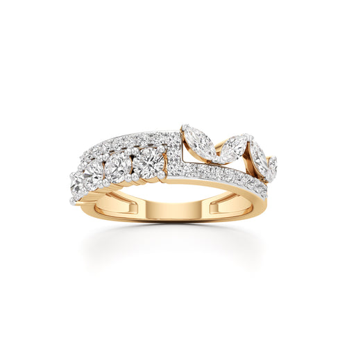 Cascading MixedCut Diamond Statement Ring