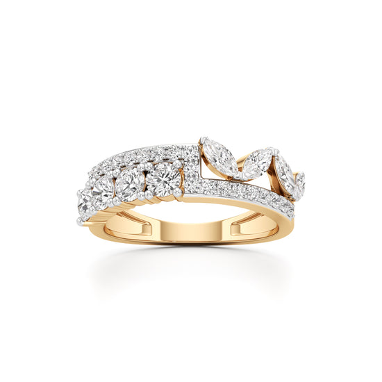 Cascading MixedCut Diamond Statement Ring