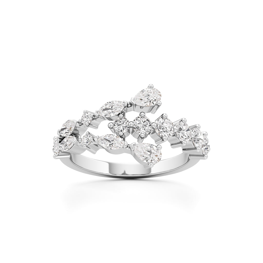 Starlit Swirl MultiCut Diamond Statement Ring
