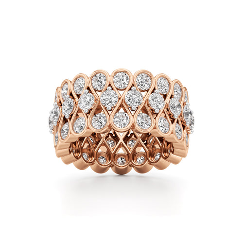 Diamond Lattice Weave Wide Band Ring
