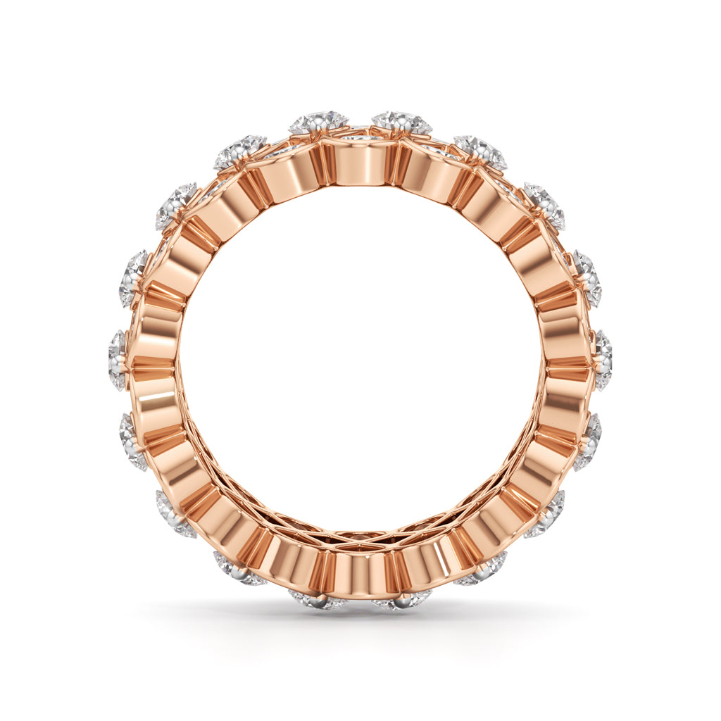 Diamond Lattice Weave Wide Band Ring