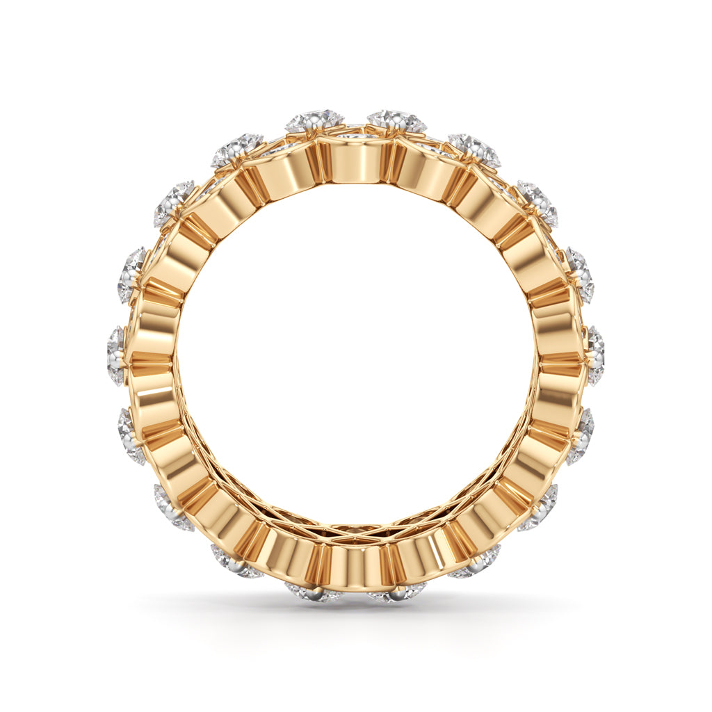 Diamond Lattice Weave Wide Band Ring