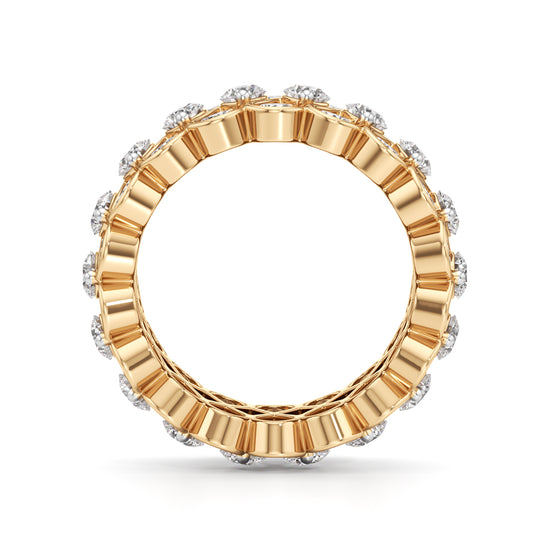 Diamond Lattice Weave Wide Band Ring